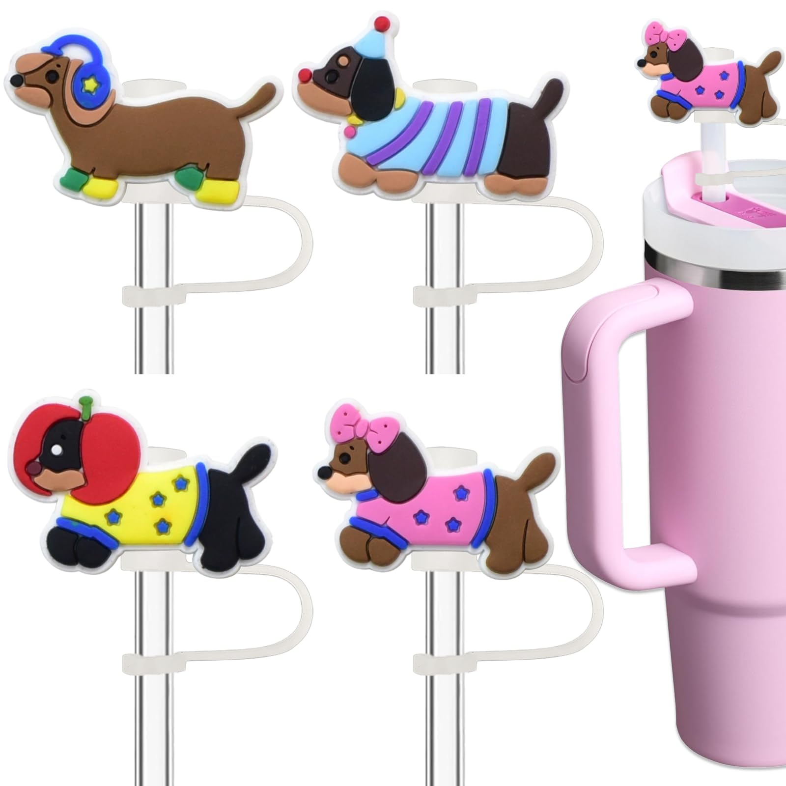 tope dutch v pink 10周年記念アイテム Amazon.com: Amreich Dachshund Straw Toppers for Stanley Cup - 4PCs