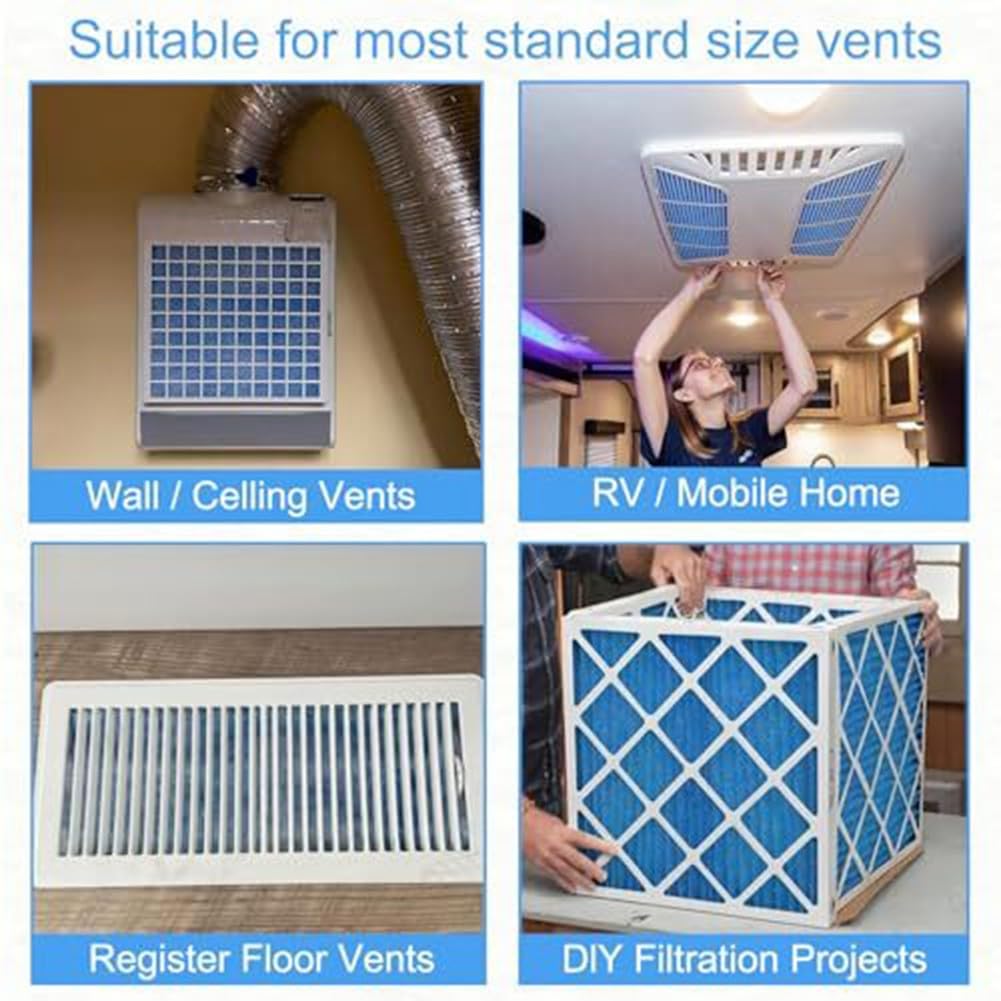 Filtro de ventilación reutilizable de 230 x 30 cm para aire acondicionado, purificador de aire, campana extractora, fibra de algodón, eliminación de olores, color azul y blanco, parte de