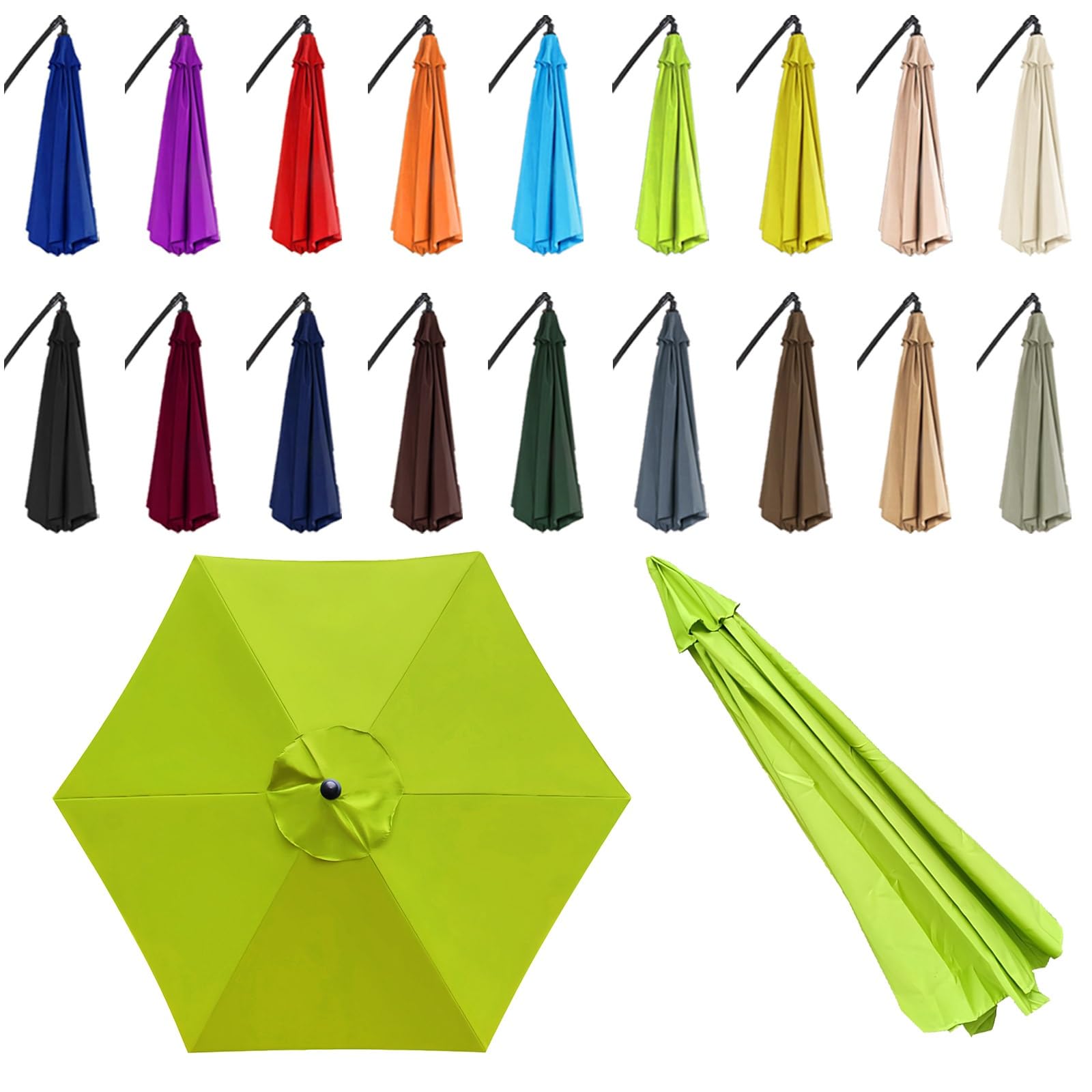 6 Ribs Sun Umbrella Replacement Cloth for 2/2.5/2.7/3.0m - Parasol Canopy Cover - Garden Parasol Canopy Cover - Canopy Only - for Pool, Yard, Beach, Garden, Market(Grass Green,6 ribs: 2.5m/8.2ft) — image 1