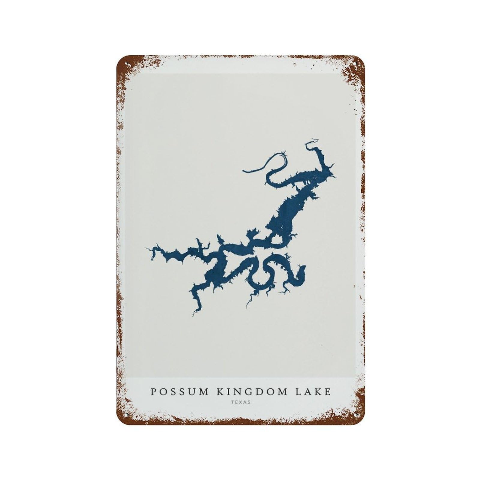 xiaoxiaoshen Possum Kingdom Lake Map Texas Wall Decor Art Metal Tin Poster Modern Home Decor Art Home Bar Shop Decorations Vintage Sign 30x20cm