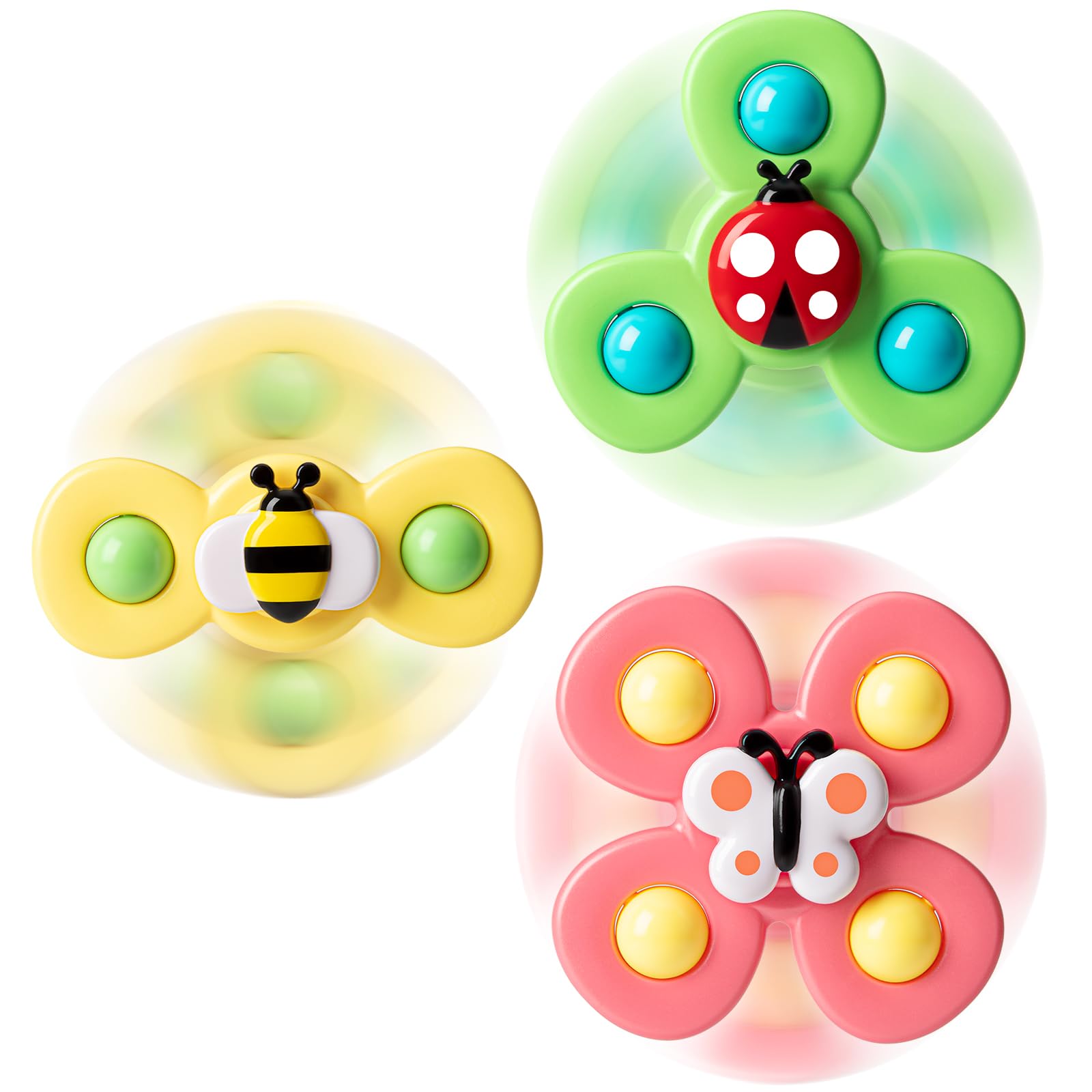 3PCS Suction Cup Spinner Toys for 1 2 Year Old Boys Spinning Toys Baby Toys 12-18 Months Sensory Toys for Toddlers 1-3 Easter Basket Stuffers Gifts for 1 Year Old Girls