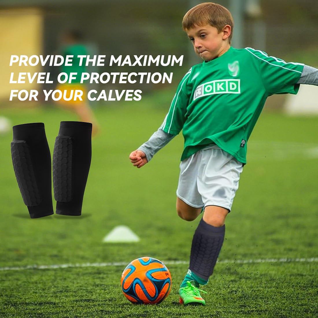 Espinilleras de fútbol para niños, calcetines protectores antideslizantes, juego