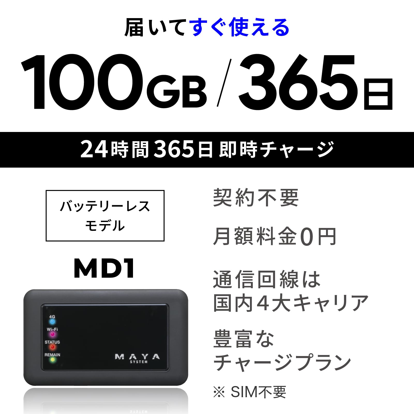 Amazon.co.jp: 国内メーカー直営 [MD1] 日本100GB/365日付 ポケット 