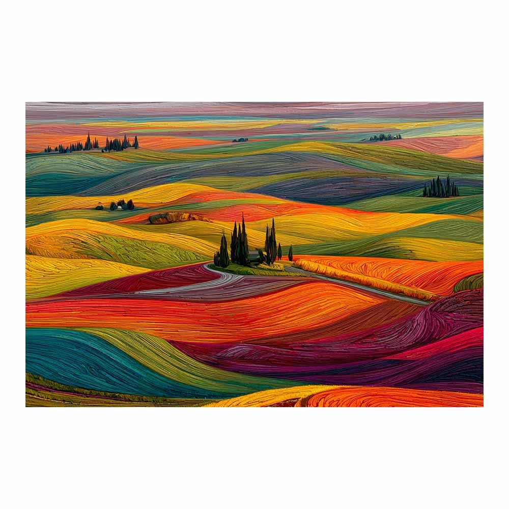 HUYEEI Landscape Wall Art Colorful Fieldss Modern Canvas Print On Artwork, Suitable for living room, bedroom, for Kids Room Decoretc.(multicolored)-60x90cm Unframed