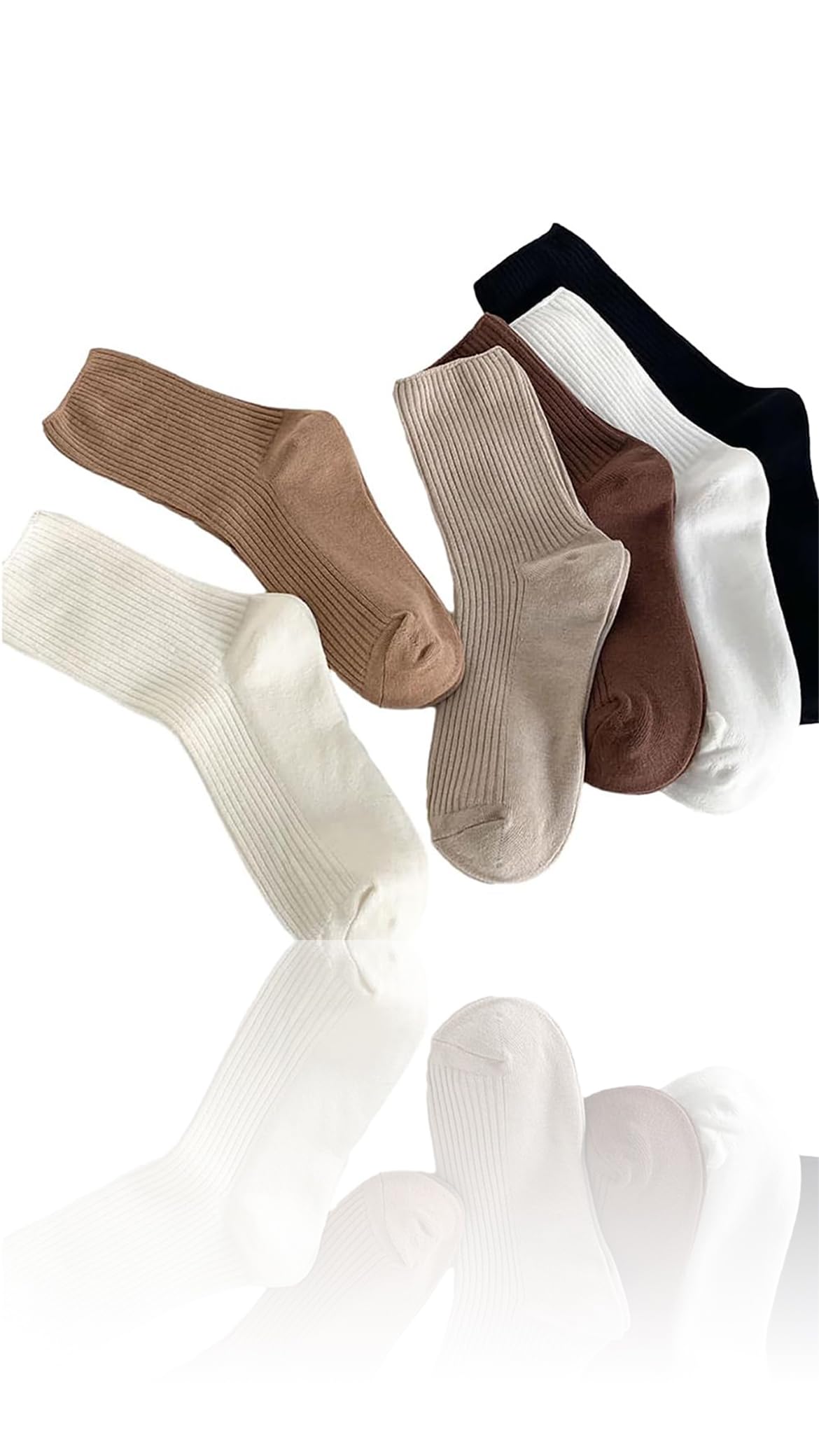 6 Pairs Women's Cute Crew Socks - Casual Athletic Aesthetic Cotton Socks