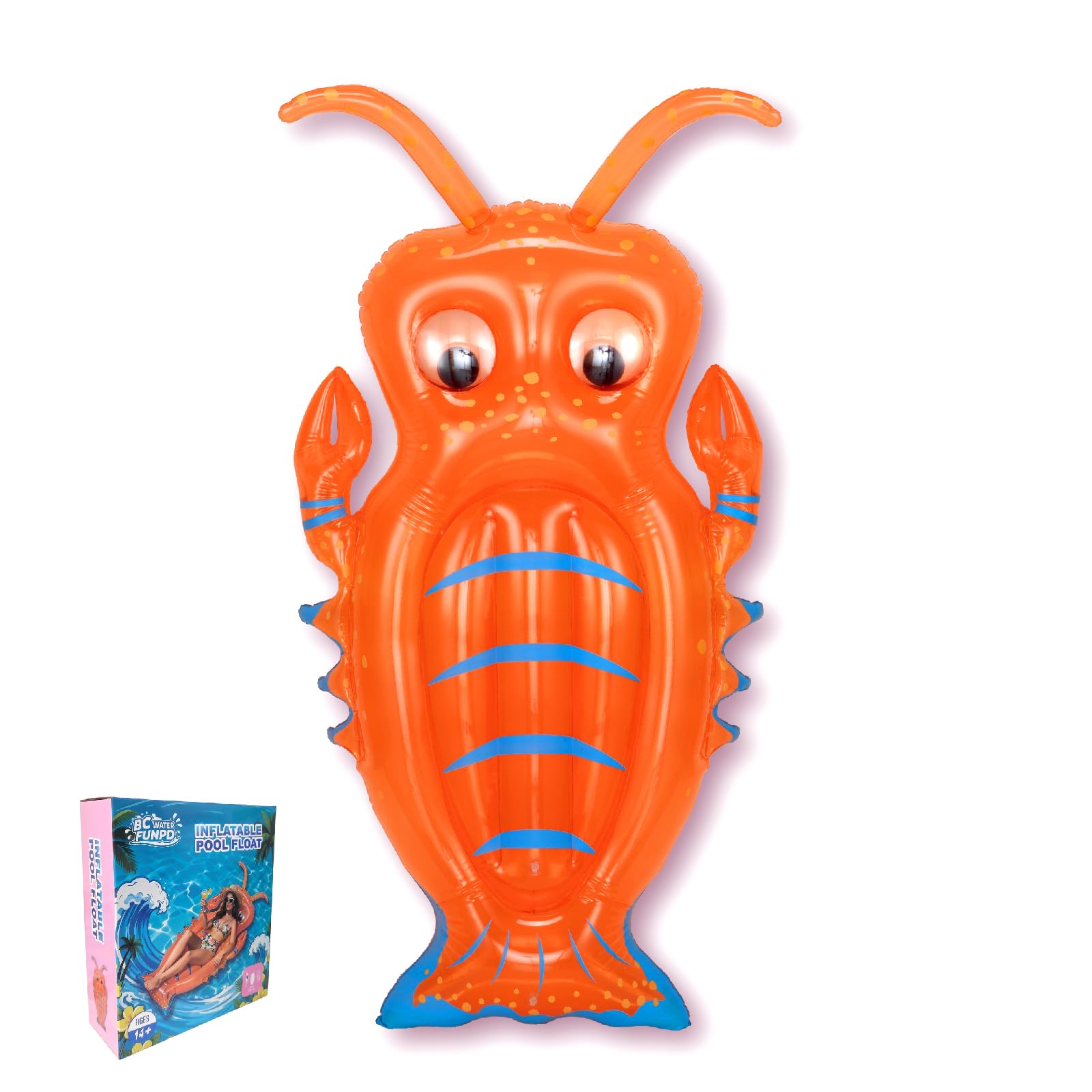 Pool Floats Adult - 63 * 31.5 in Lobster Lounge Ride-On Water Hammock Big Claws Inflatable Lobsters Blow up Pool Float