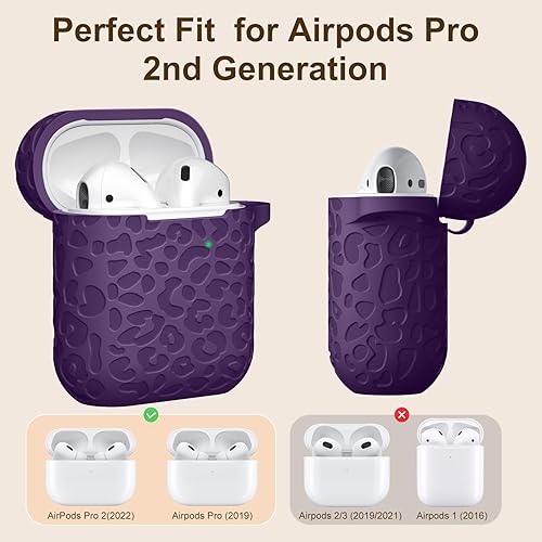 Vista 45 de Funda para Airpods de 2ª y 1ª, silicona suave, leopardo, compatible con Apple AirPods de 2ª/1ª generación de carga con llavero, a prueba de golpes