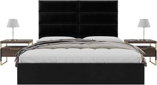 Miniatura 102 de Vänt - Paneles tapizados de cabecera para montar en la pared, diseño Isabelle, 60 x 23 pulgadas, configuración de 4 paneles individuales,