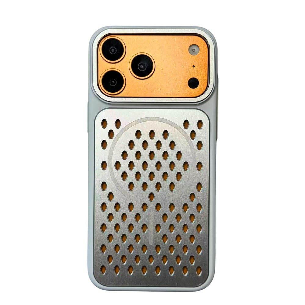 Funda Protectora de Malla Transpirable para iPhone 17 16 Pro MAX, Resistente a caídas, con Acabado Mate, Color Plata, para iPhone 17 Pro.