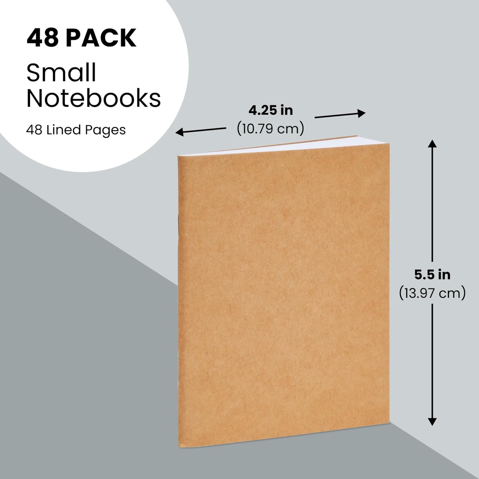 Lot de 48 petits carnets lignés en vrac – Couverture en papier kraft, 10,9 x 14,2 cm