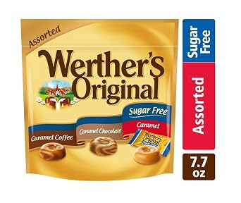 Werther's Original Sugar Free Assorted 7.7 OZ - Pack of 3 - Each bag contains 3 Flavors - Caramel, Caramel Chocolate, and Coffee
