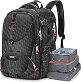 DTBG 50L Travel Backpack for Men Flight Approved Travel Essentials Luggage Bag Fits 17 Inch, Waterproof Laptop Backpack for Work/Weekender/Travel/College Business -Black，Large