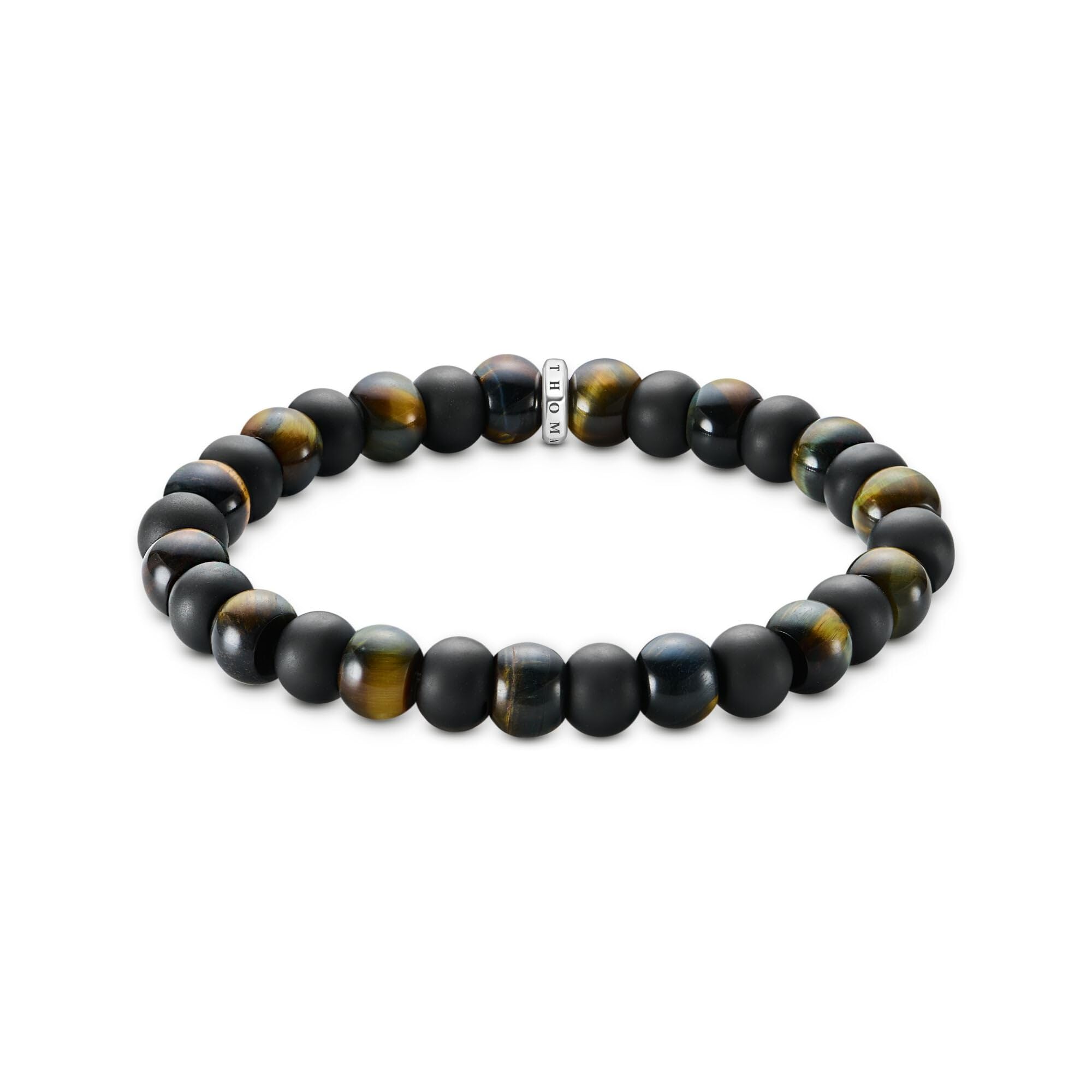 THOMAS SABO Stretch-Armband Obsidian und Tigerauge Beads Armband Gravur