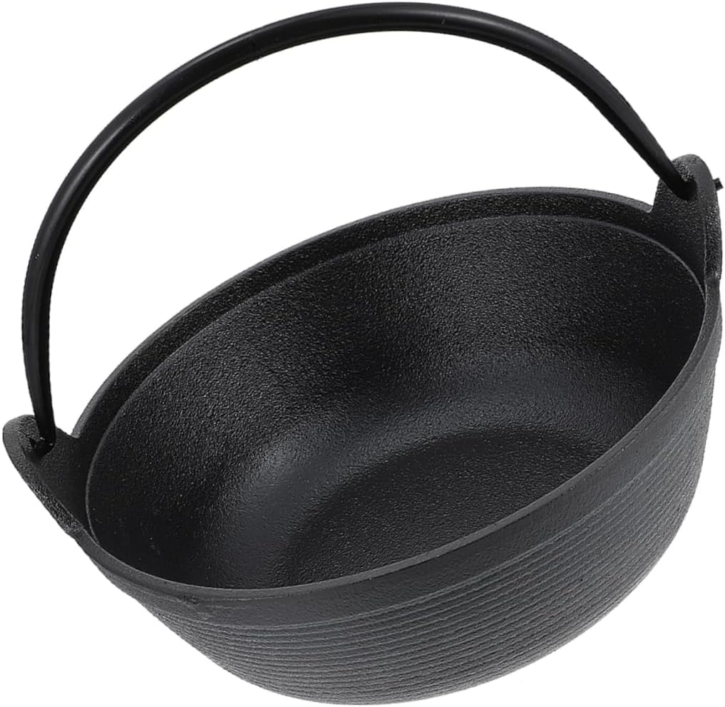 KICHOUSE Outdoor Cast Iron Cauldron Pot Versatile Non Stick Cooking Pot for Camping Picnics Home Use Spacious Design for Stews Soups More Portable Handle for Easy Carrying