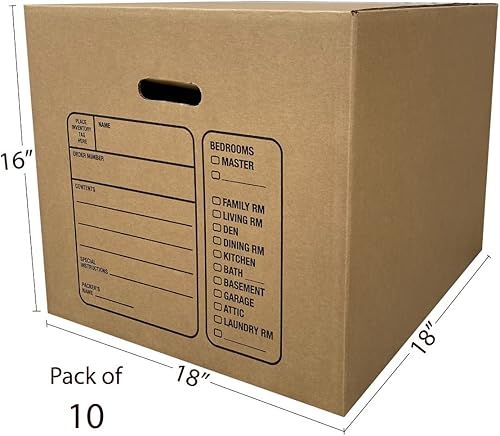 Miniatura 4 de uBoxes Cajas de mudanza medianas premium 18x18x16" Caja de cartón (1 paleta de 24 paquetes, 240 unidades en total)