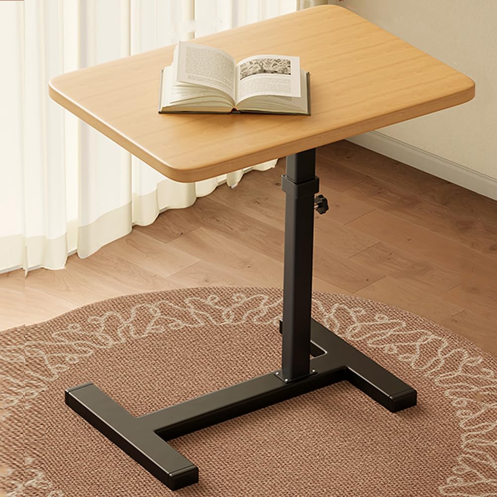 SXZenSpace Adjustable C Shaped Side Table with Hidden Wheels,Foldable End Table,Couch Tables That Slide under for Bedroom, Living Room,Study Room,Wood,standard