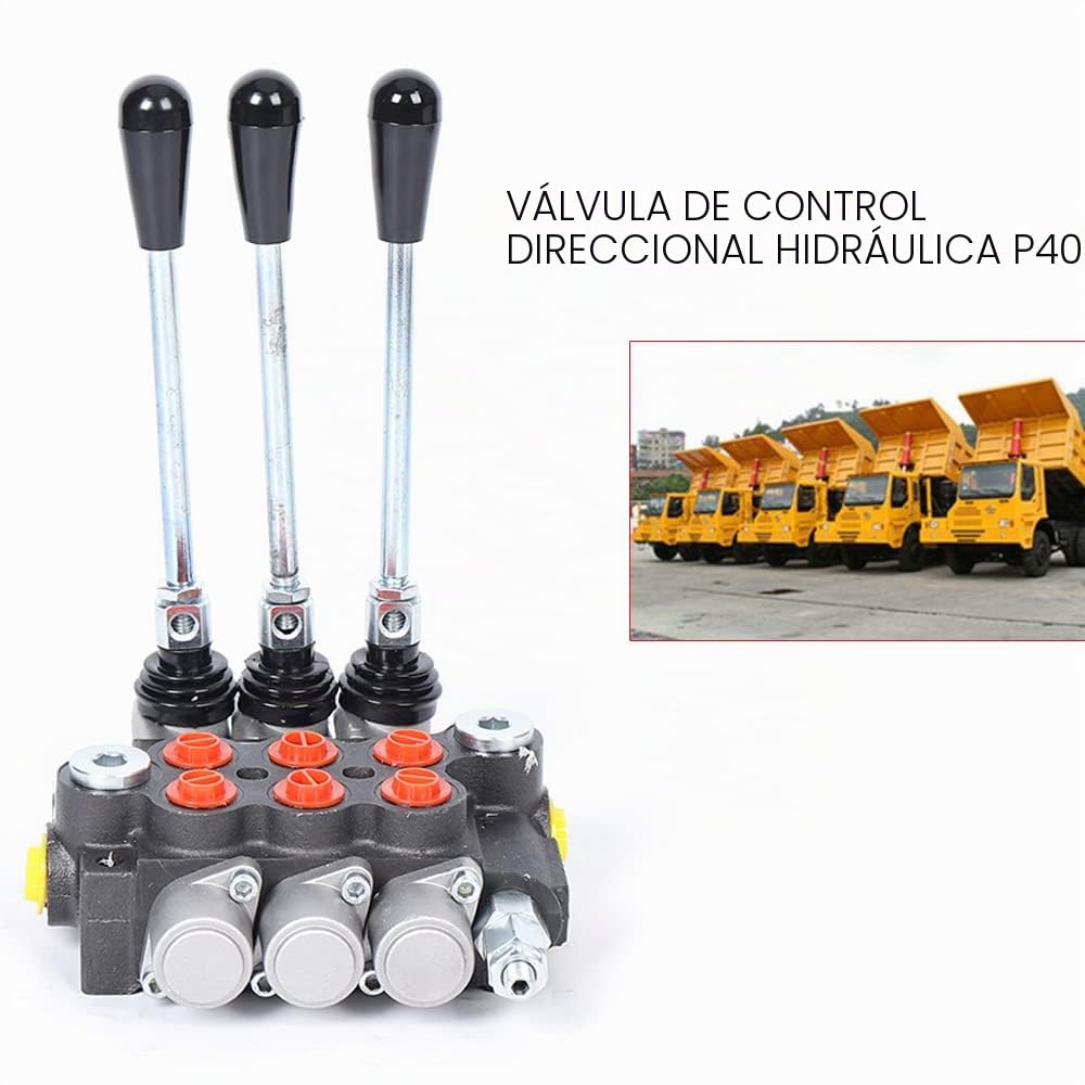 Válvula hidráulica 3P40, válvula de control 3 Spool P40, válvula direccional monobloque de 13 GPM, control hidráulico del tractor