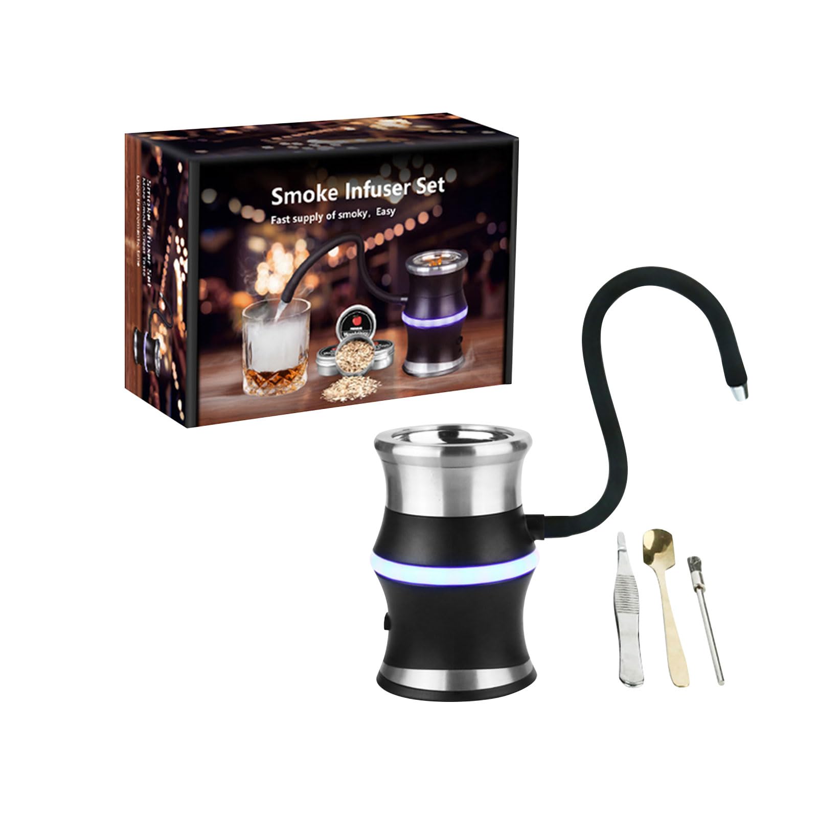 USB Rechargeable Transportable Drink Smoker with LED Radiances for Irish Liquor Food Puffing Excellent Present Set Male Dad Husband Transportable Exhaust Infuser for Irish