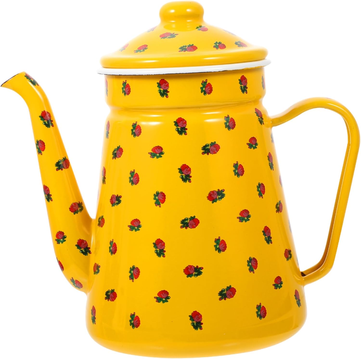 SOLUSTRE Vintage Enamel Coffee Pot with Handle Tea Kettle for Loose Tea Retro Water Pitcher for Camping Home Office Use Artistic Design Easy to Clean