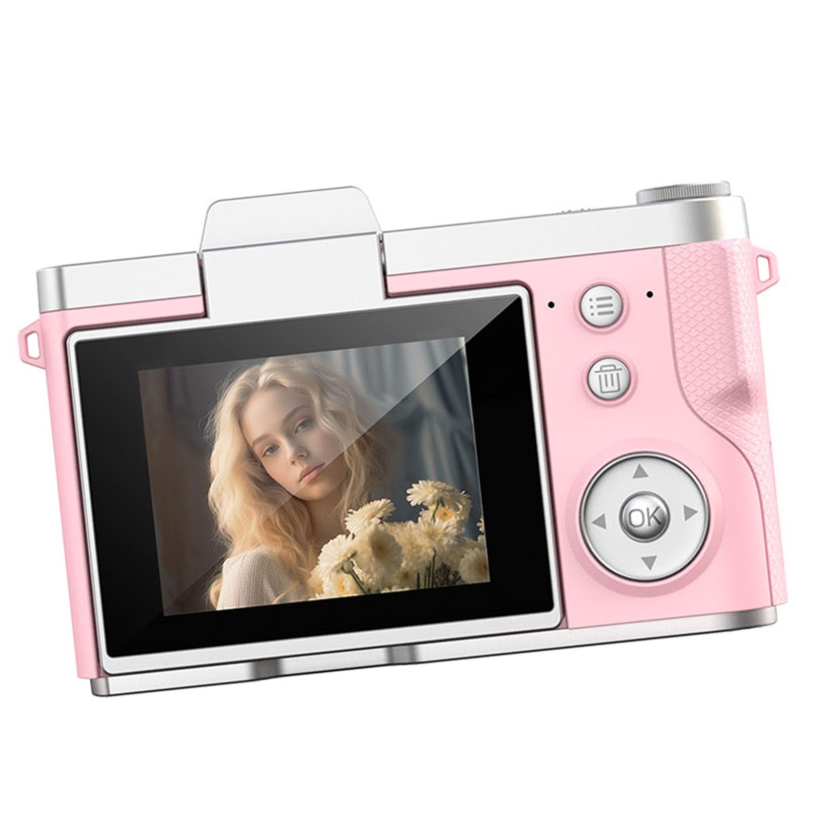 Focket Fotocamera Digitale, Fotocamera Mirrorless da 48 MP 1080P Schermo Flip da 2,4 Pollici Zoom Digitale 8x per Vlogging, Compatta con Messa a Fuoco Automatica Antivibrazione per