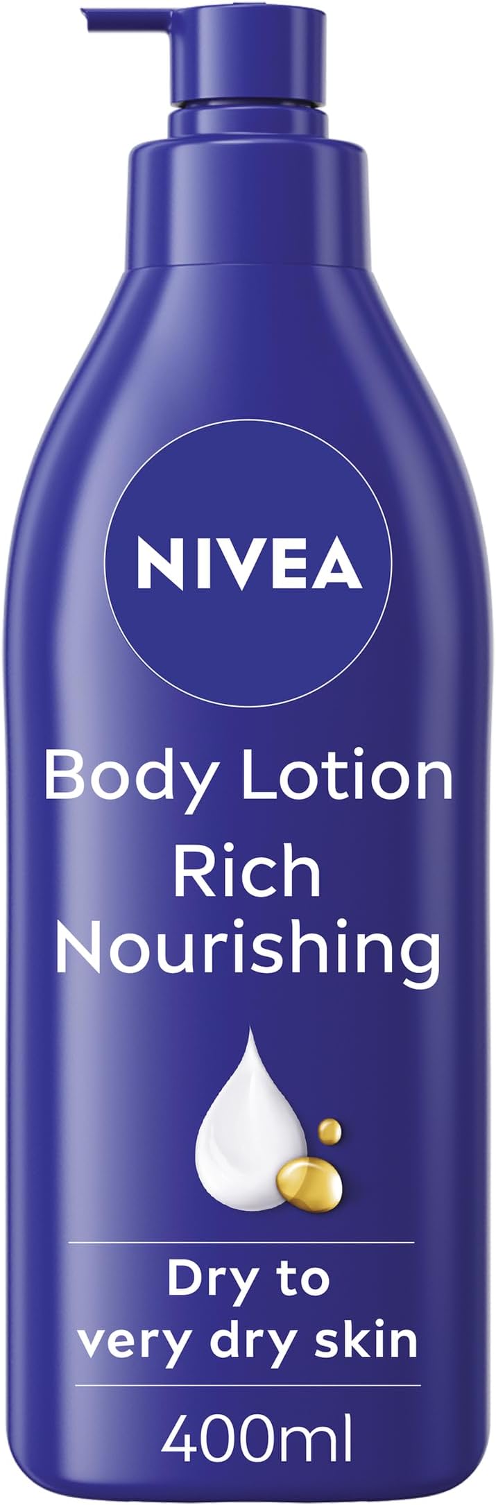 NIVEA Rich Nourishing Body Lotion (400ml), Rich 72H Hydration Moisturiser for Dry Skin Made with Deep Moisture Serum and Almond Oil, Intensive Hydration Body Lotion