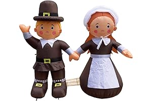Thanksgiving Pilgrim Boy and Girl Yard Decoration Air Blown Inflatable