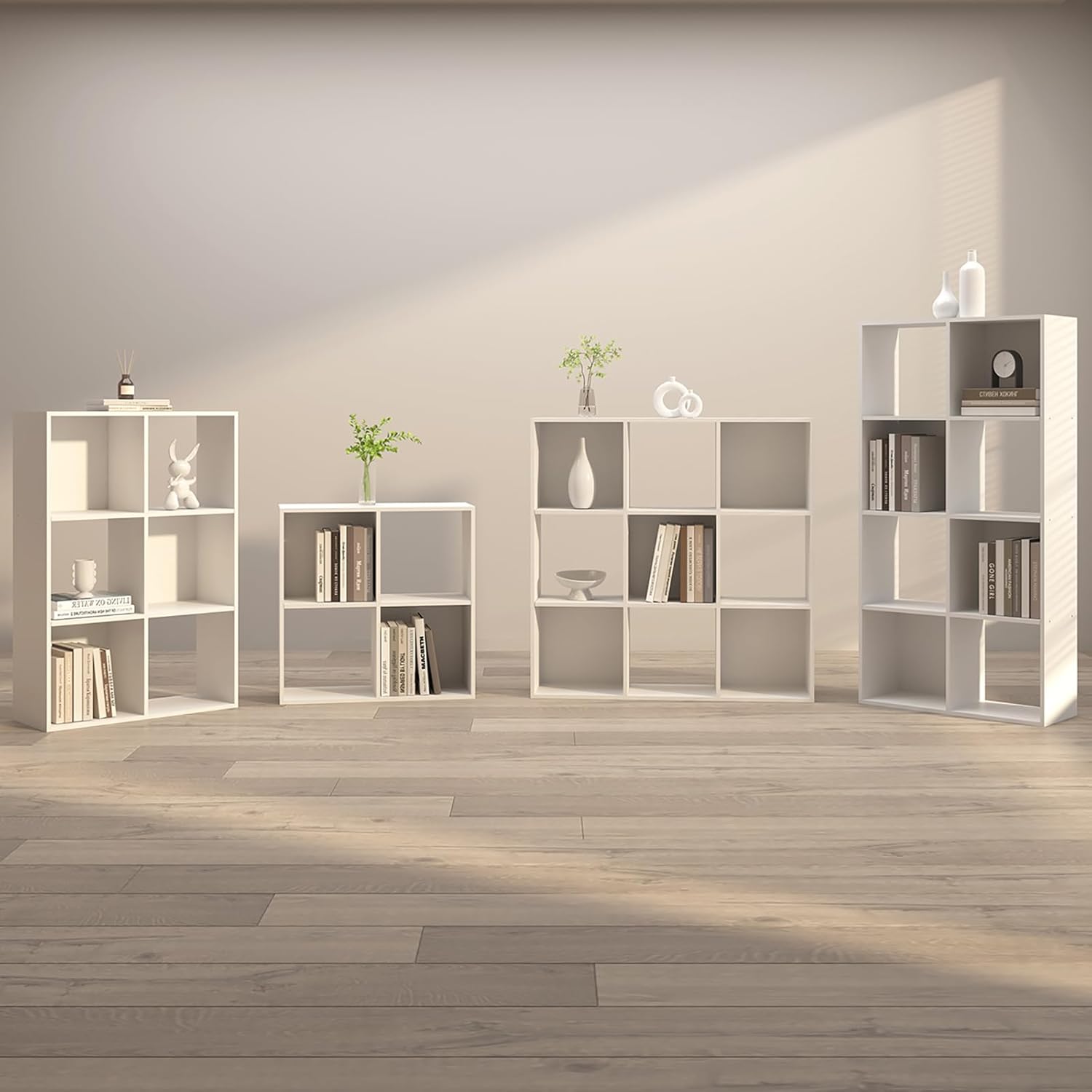 6 Cube Storage Organizer,3 Shelf Open Storage Display Bookshelf,Wood Bookcase with Open Back, for Living Room, Bedroom, Home, (White, 6 Cube)