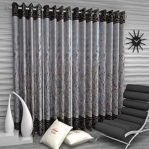 Home Sizzler 4 Piece Garden Panel Eyelet Polyester Door Curtains - 7 Feet, Brown