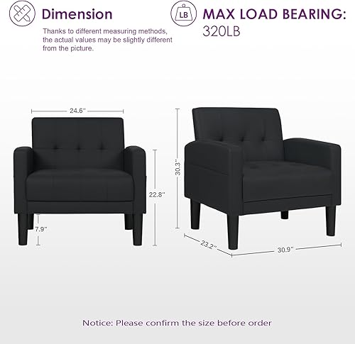 Miniatura 2 de TYBOATLE Juego de 2 sillones tapizados modernos de mediados de siglo sillón de oficina de tela copetuda para dormitorio sofá individual sala de