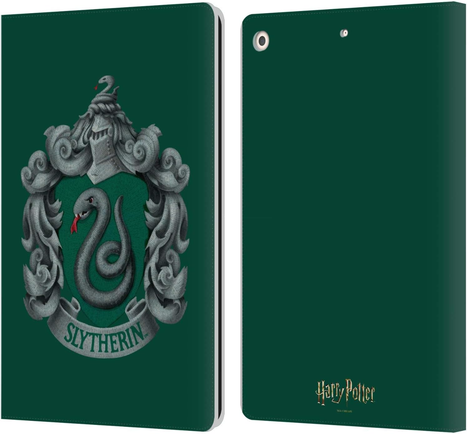 Head Case Designs Officially Licensed Harry Potter Slytherin Crest Chamber of Secrets I Leather Wallet Case Compatible with Apple iPad 10.2 2019/2020/2021