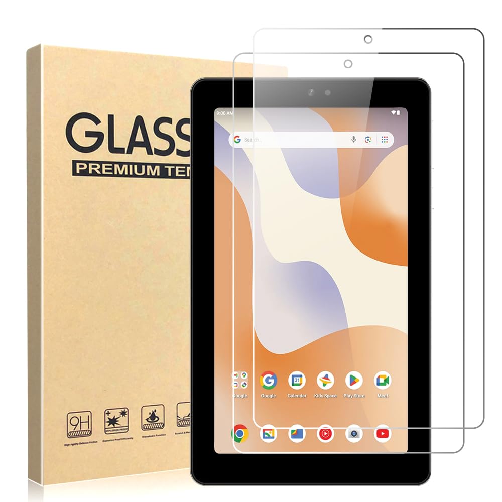 Displayschutzfolie aus gehärtetem Glas für Surf Onn 7/7 Kids Gen4 Tablet 2024 (Modell: 100135924) mit 2.5D 9H HD, blasenfrei, transparent, ultradünn, 2 Stück