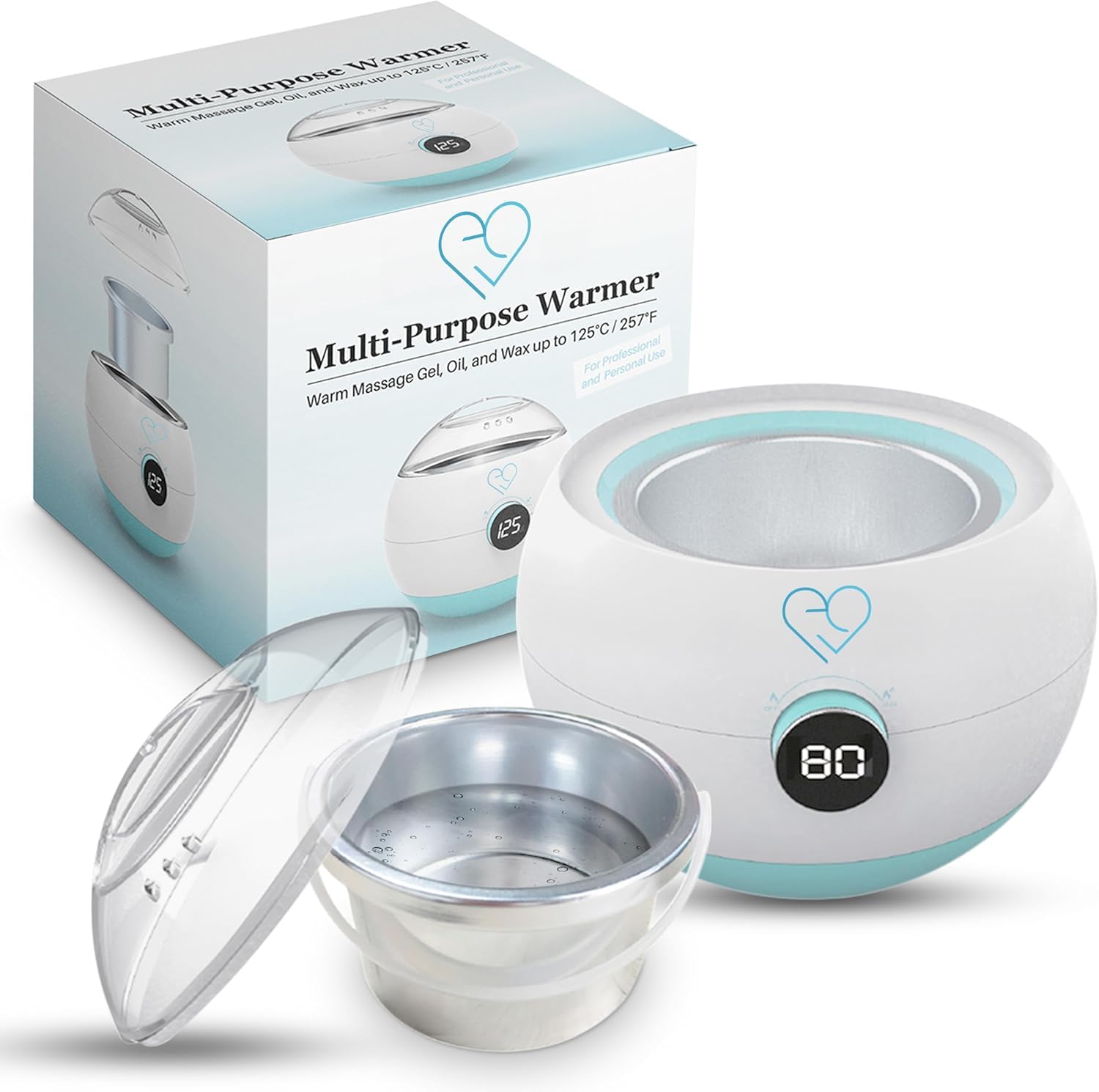 Gel massaggiante elettrico multiuso e scalda-olio, fusore di cera, include pentola riscaldante in alluminio (500 ml), manopola per regolare la temperatura (da 35 °C a 125 °C), con schermo LCD