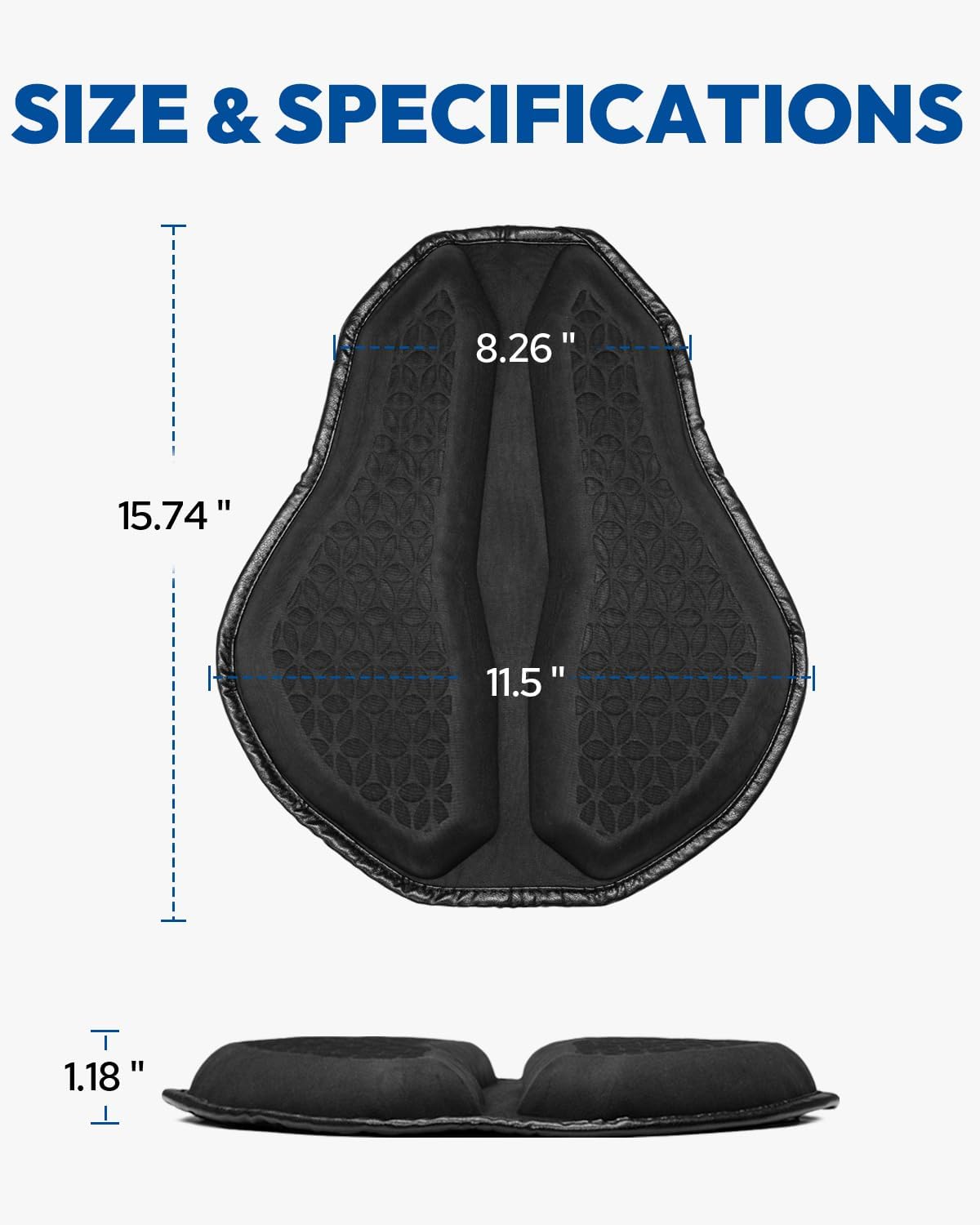 Motorcycle Seat Cushion, Motorcycle Gel Seat Pad, Shake Rider Cushion, Large 3D-Honeycomb Structure TPE Shock Absorption and Breathable for Long Rides