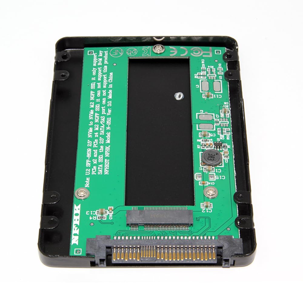Adaptateur M.2 NVME SSD Vers U.2 (SFF-8639) - Compatible Avec SSD M.2 2280/2260/2242/2230 - En Plastique Noir, Vis Incluses