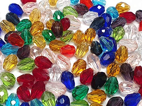 Perlin Pack of 50 Czech Crystal Beads - Clear, 8 mm x 6 mm Drop Shape Glass CRAFT_BEAD - Image 4