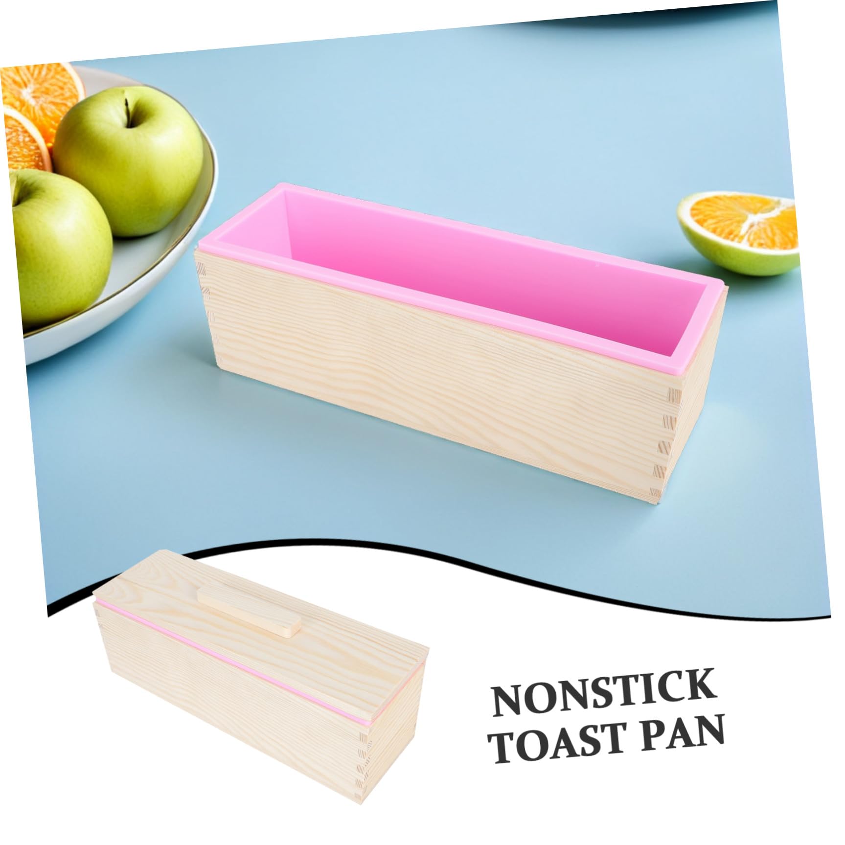 Molde para Hornear Pan, Molde para Pan Antiadherente con Tapa, Rectangular, de Madera y Silicona, para Conservar la Frescura y Desmoldar Fácil, Cocina y Fabricación de Jabón