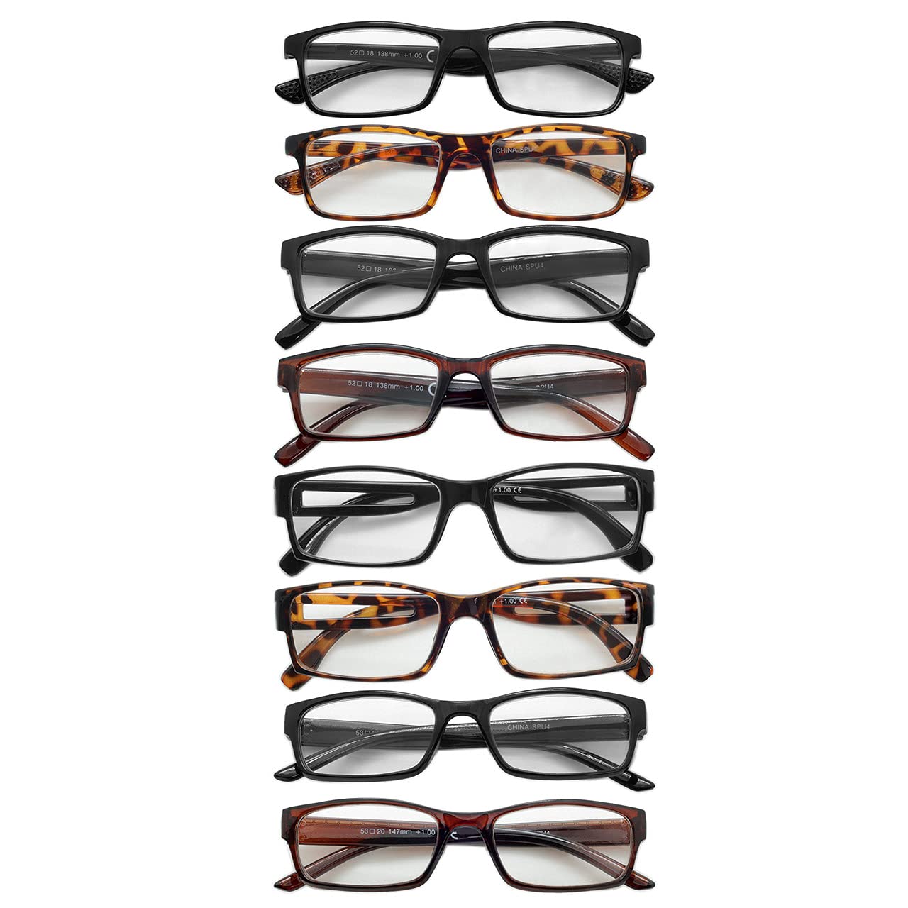 Mens Womens Reading Glasses 6 Pack Readers Unisex Square Color Frame Styles Stylish New