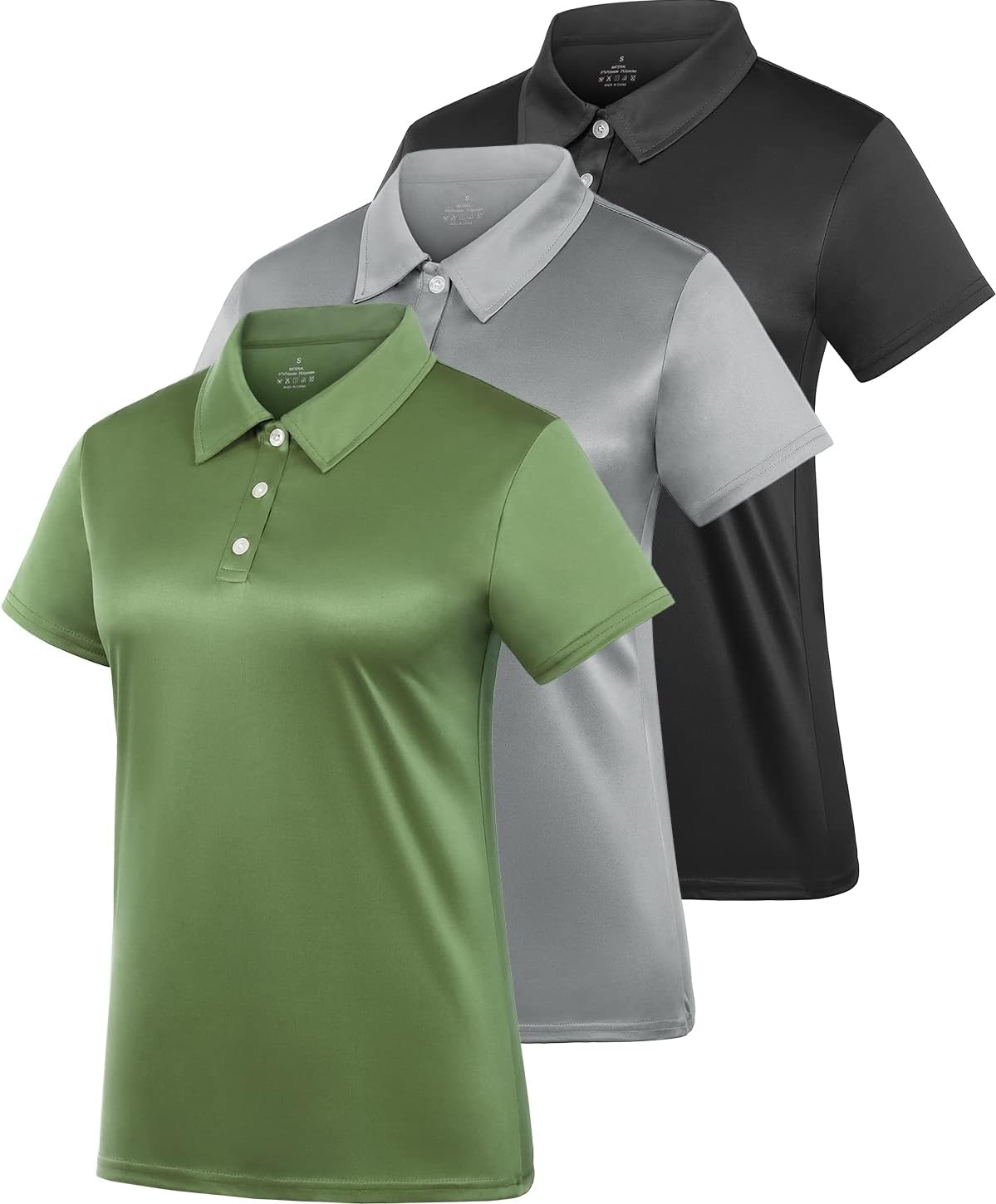 Women's Polo Tee Dry Fit Golf Shirt Moisture Wicking Short Sleeve Sport Activewear Golf Polo Tops Collar with Buttons Workout
