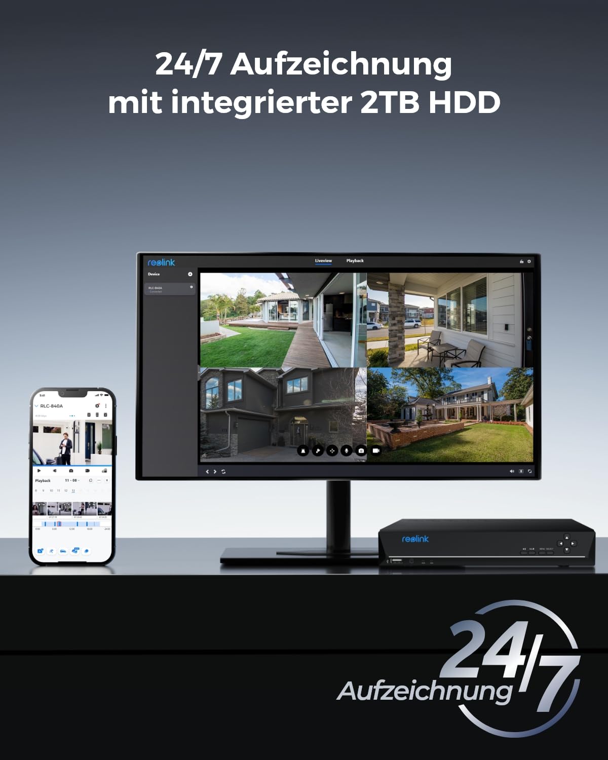 Reolink 4K 8-Kanal Dome PoE Überwachungskamera Set Aussen mit IK10 Vandalismusschutz, Farbnachtsicht, Integrierter 2TB HDD, Intelligenter Personen-/Fahrzeug-/Tieralarme, 2-Wege-Audio, IP67, RLK8-800V4