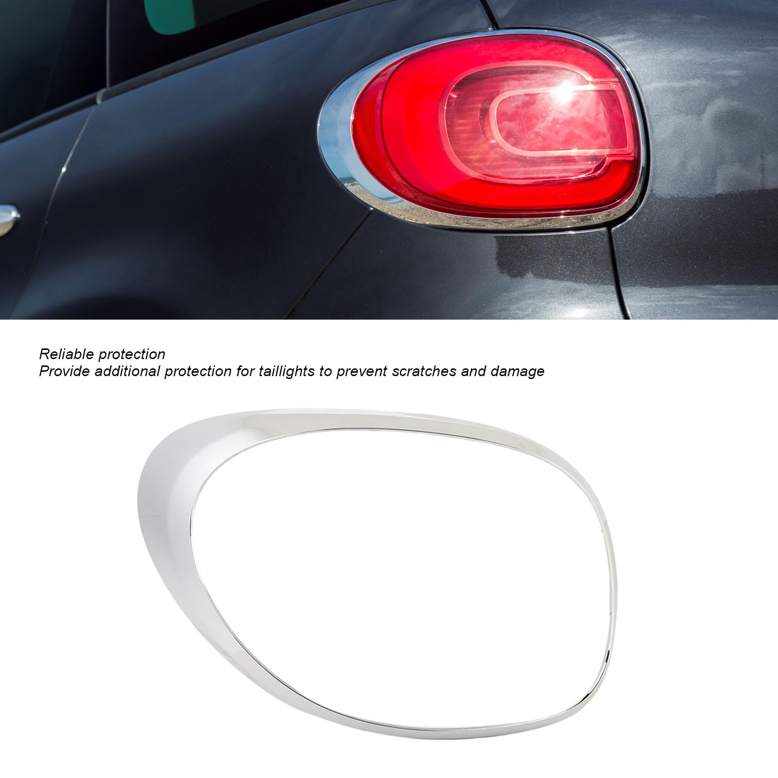 Qqmora Anello di Finitura del Fanale Posteriore Cromato Elegante Cornice Decorativa di Ricambio per Modelli 500L 2014 2018 Il Design in Plastica Ad Alta Resistenza Migliora la Pro (A sinistra: