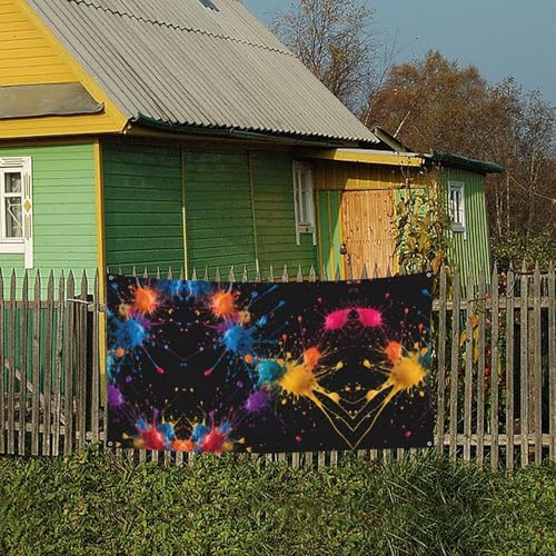 MINDBBDFJ Colorful Paint Print Banners And Signs For Outdoor/Indoor,Personalized Banner Customizable Parties Halloween Banner (180x90cm)4