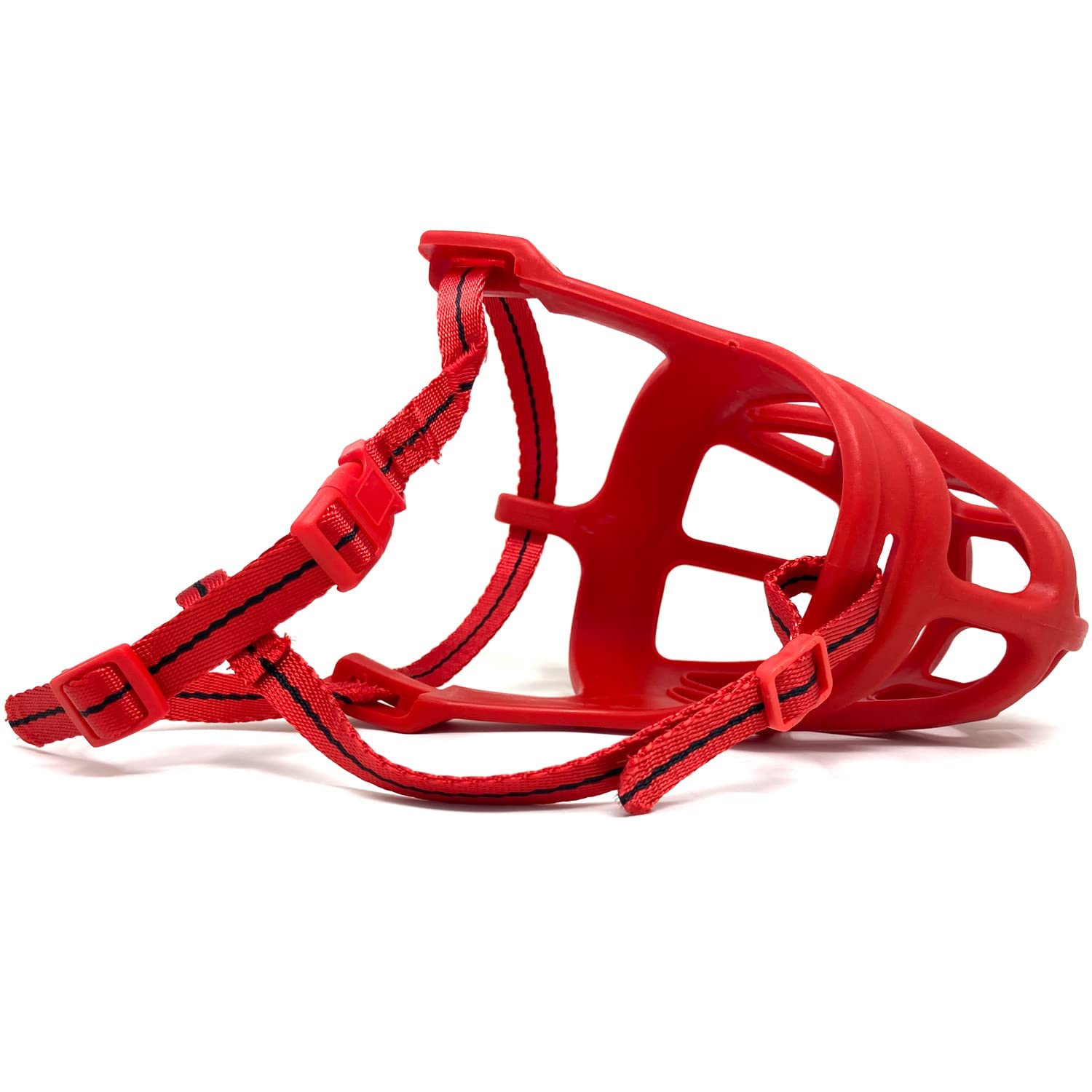 BRONZEDOG Dog Muzzle Bite Guard Only for Small Puppy Ultra Soft Built with Safe Material with Adjustable Strap Size Small (1 No.) (red Color) 3