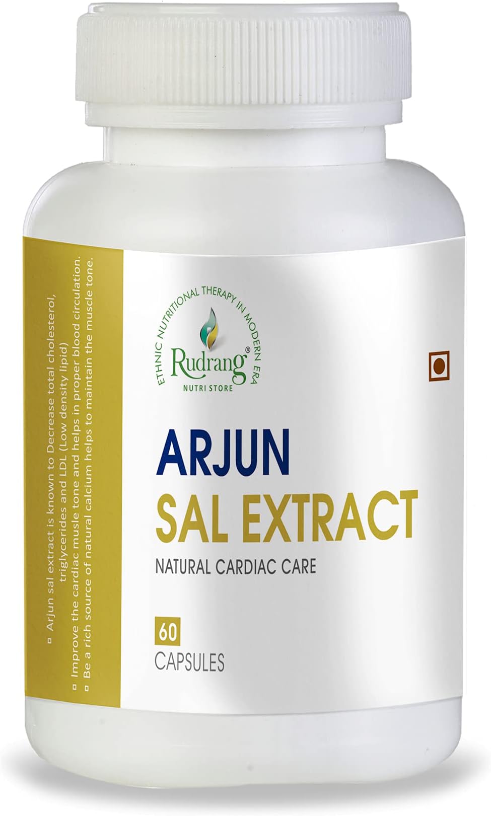 Arjun Sal Extract Capsules - Reduce Cholesterol, Improve Blood Circulation | 400 mg | 60 Capsules | Now With Gelatin Capsule Shells