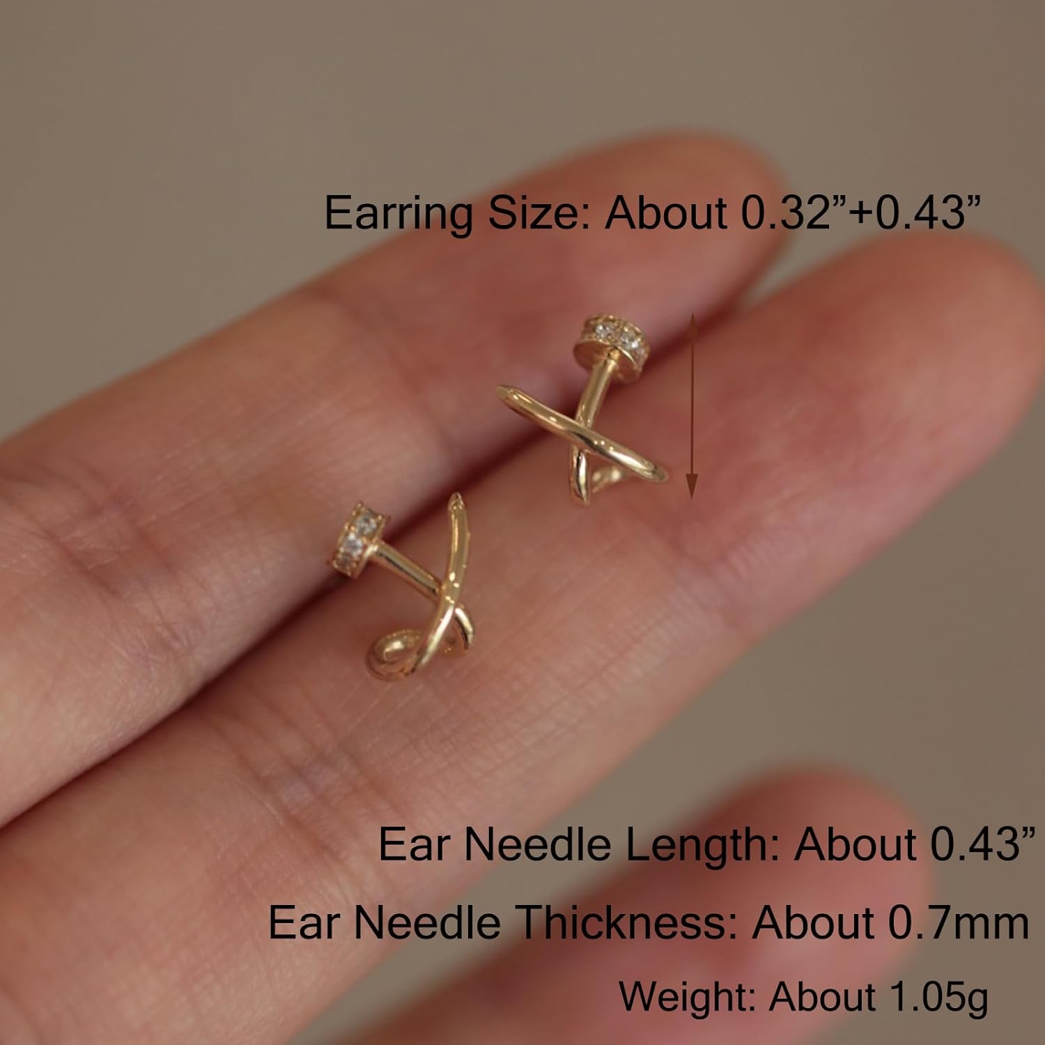 14K Gold Plated X Stud Earrings for Women 925 Sterling Silver Minimalist Teacher Earrings Cubic Zirconia Earrings Hypoallergenic Split Huggie Hoop Earring Jewelry Birthday Valentines Jewelry Gifts - Image 6