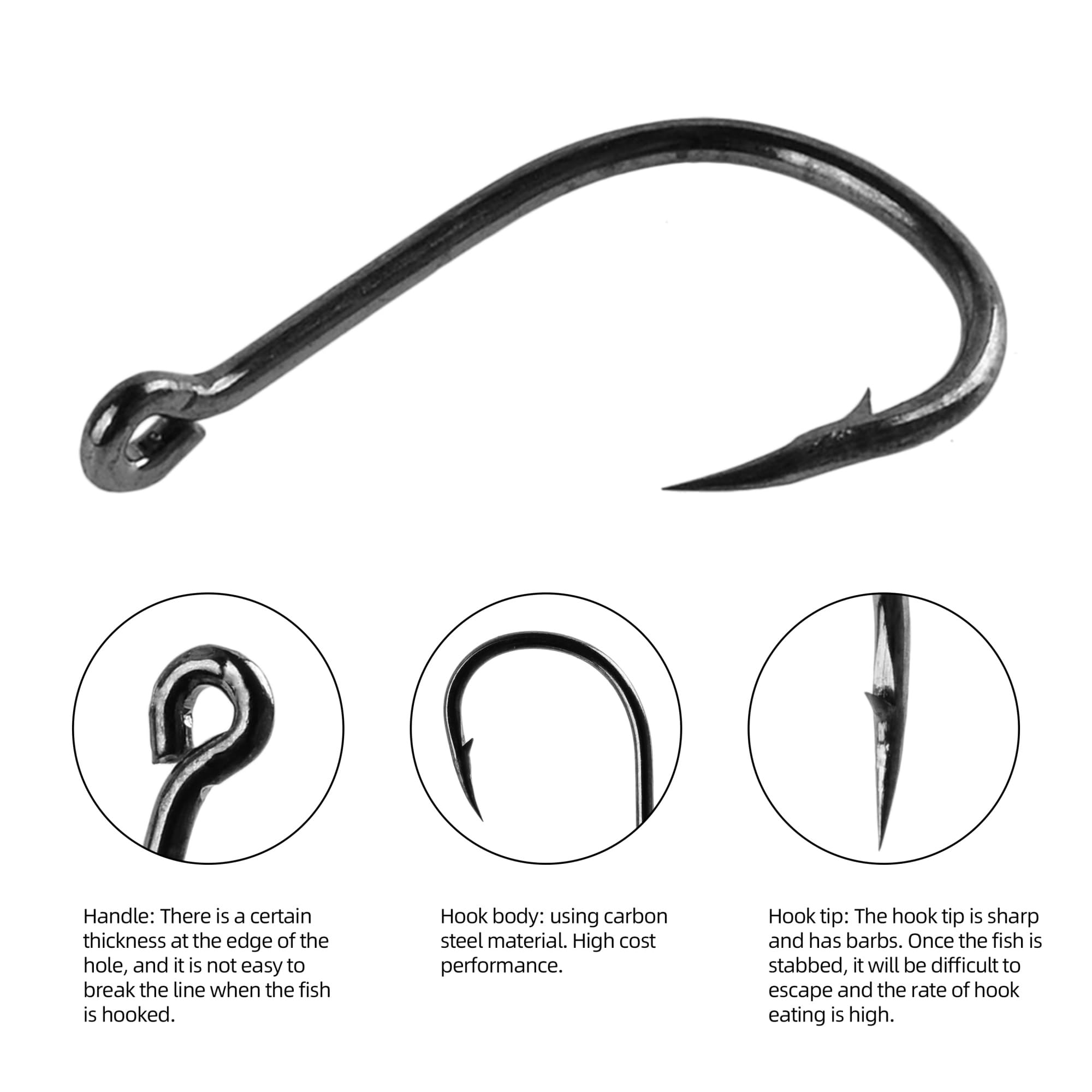 Angel-Jig-Haken, Angelhaken, for Salzwasser-Süßwasser-Angelausrüstung, Angelzubehör, Angelhaken-Set, Angelhaken aus Kohlenstoffstahl mit Widerhaken (Color : 70pcs Black Hooks)