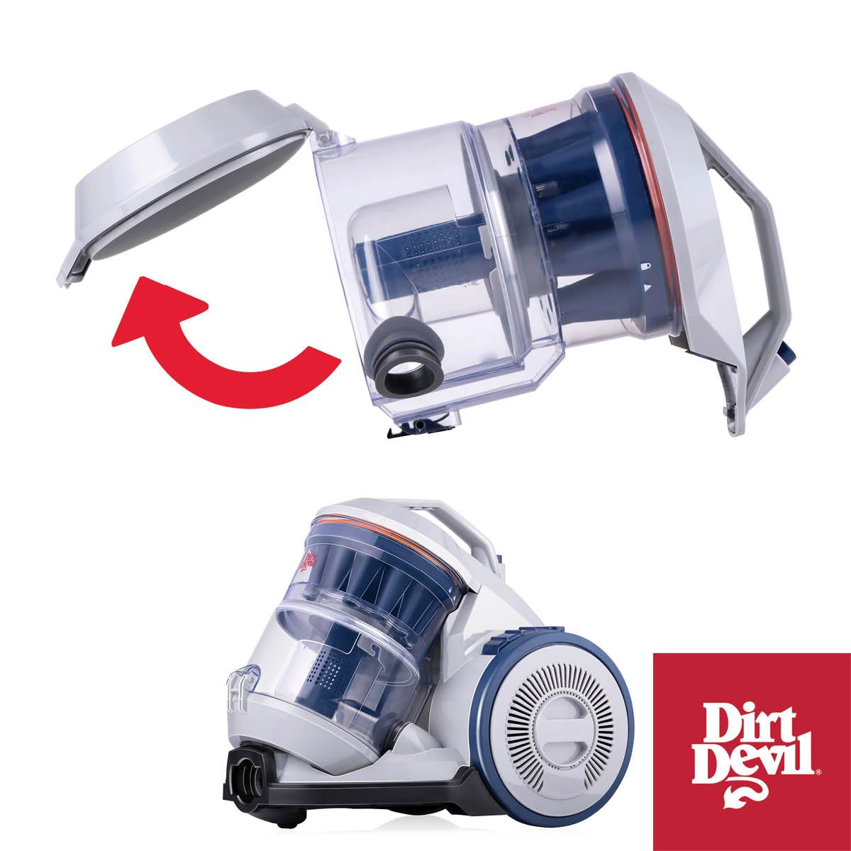 Dirt Devil Staubsauger ohne Beutel DD2501 - Bodenstaubsauger 850W - HEPA 12 Filter - 7.5M Reichweite - mit Combibrush – Bild 5