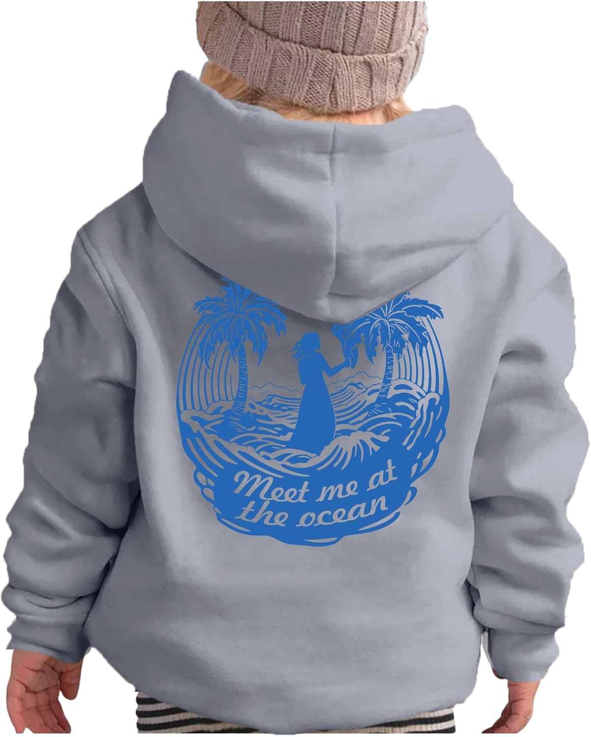 Palm Puff Hoodies For Kids Girls Cute Graphic Preppy Sweatshirt Teen Girls Oversized Y2K Pullover Hoodie with Pockets