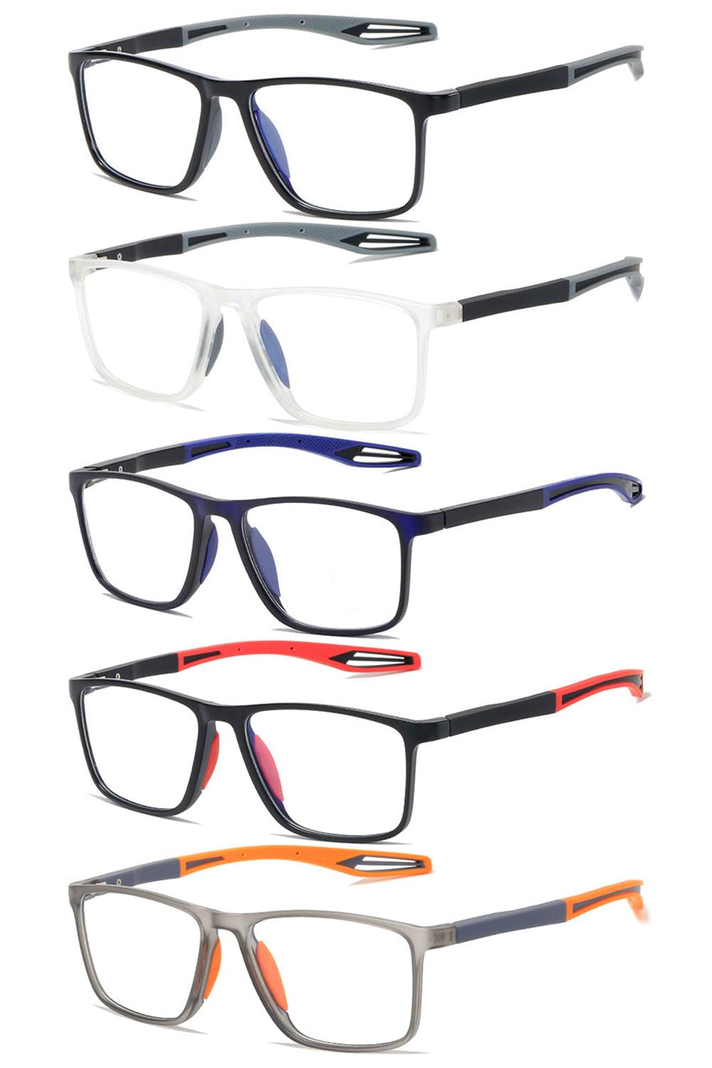 KOOSUFA Anti Blaulicht Lesebrille Herren Damen Federscharnier Rechteckiger Ultraleicht TR90 Rahmen Arbeits Lesebrillen Lesehilfe Anti Müdigkeit Brille mit Stärke 0.0 1.0 1.5 2.0 2.5 3.0 3.5 4.0