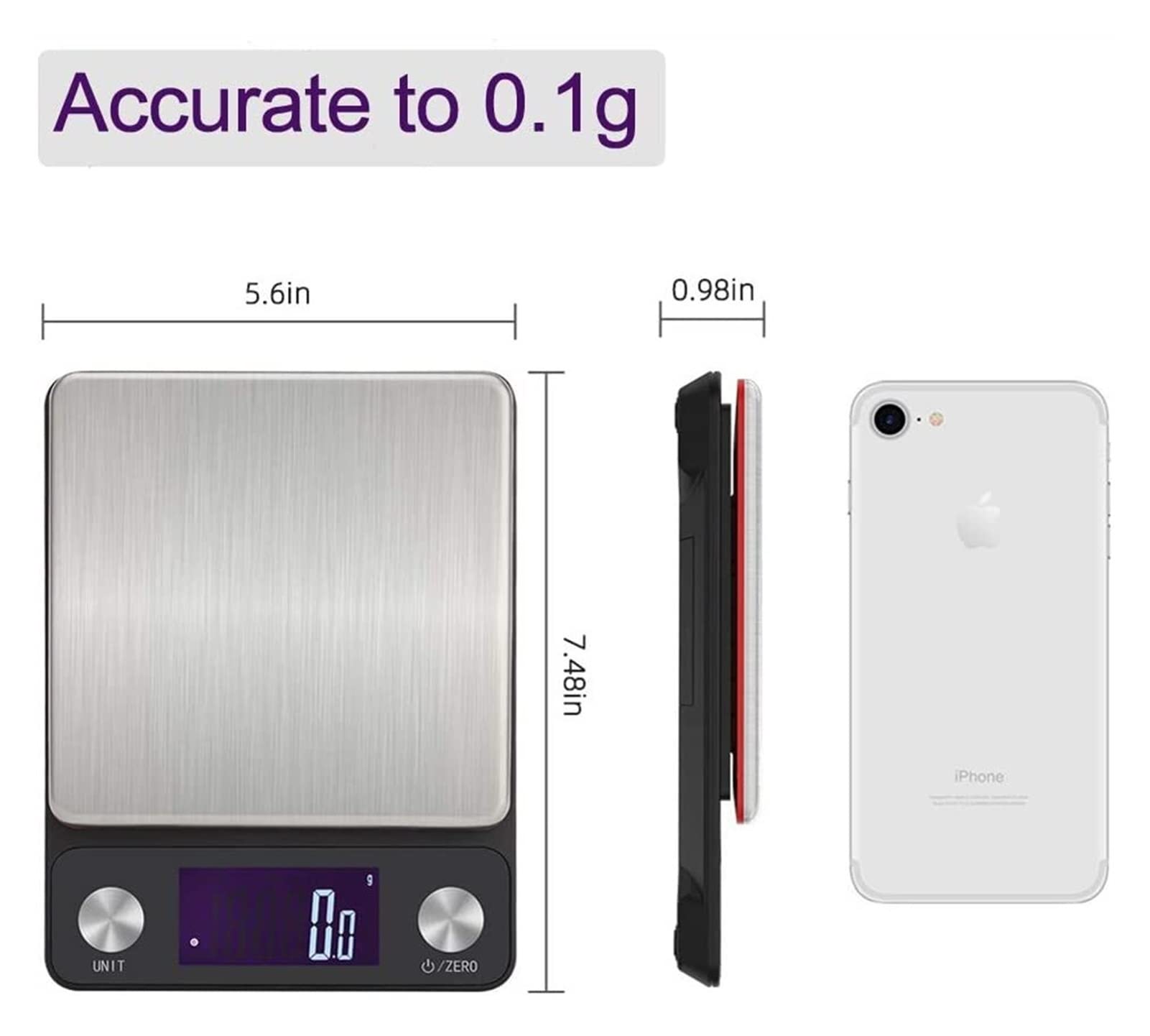Báscula de cocina con pantalla LCD, báscula digital para cocina, 5 kg, 0,1 g/0,01 oz, báscula electrónica de alta precisión para alimentos, para cocinar, hornear, báscula de pesaje, accesorios de
