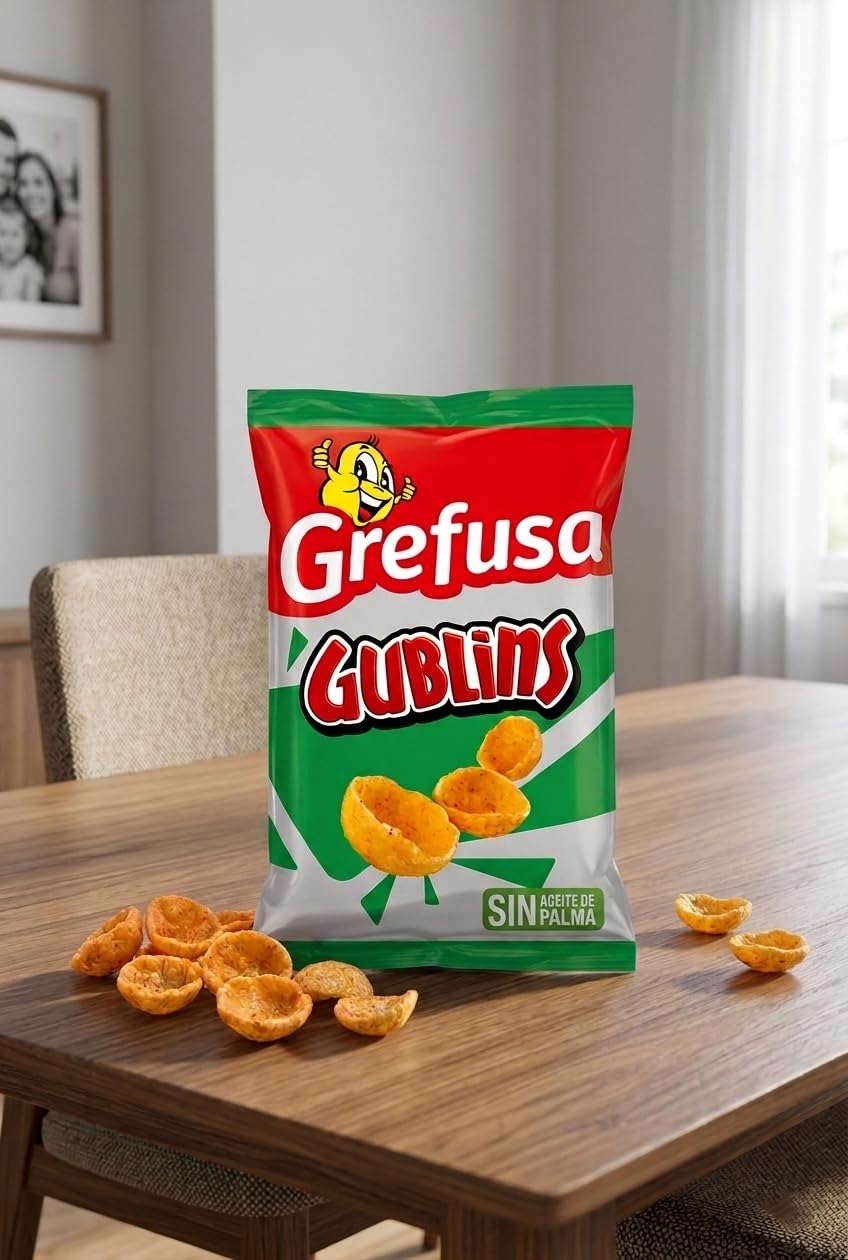 Gublins Aperitivo Frito Sabor Barbacoa | Caja 32 Bolsas de 36g | Snack Crujiente y Divertido | Apto para Veganos, Sin Aceite de Palma, Sin Conservantes ni Colorantes Artificiales